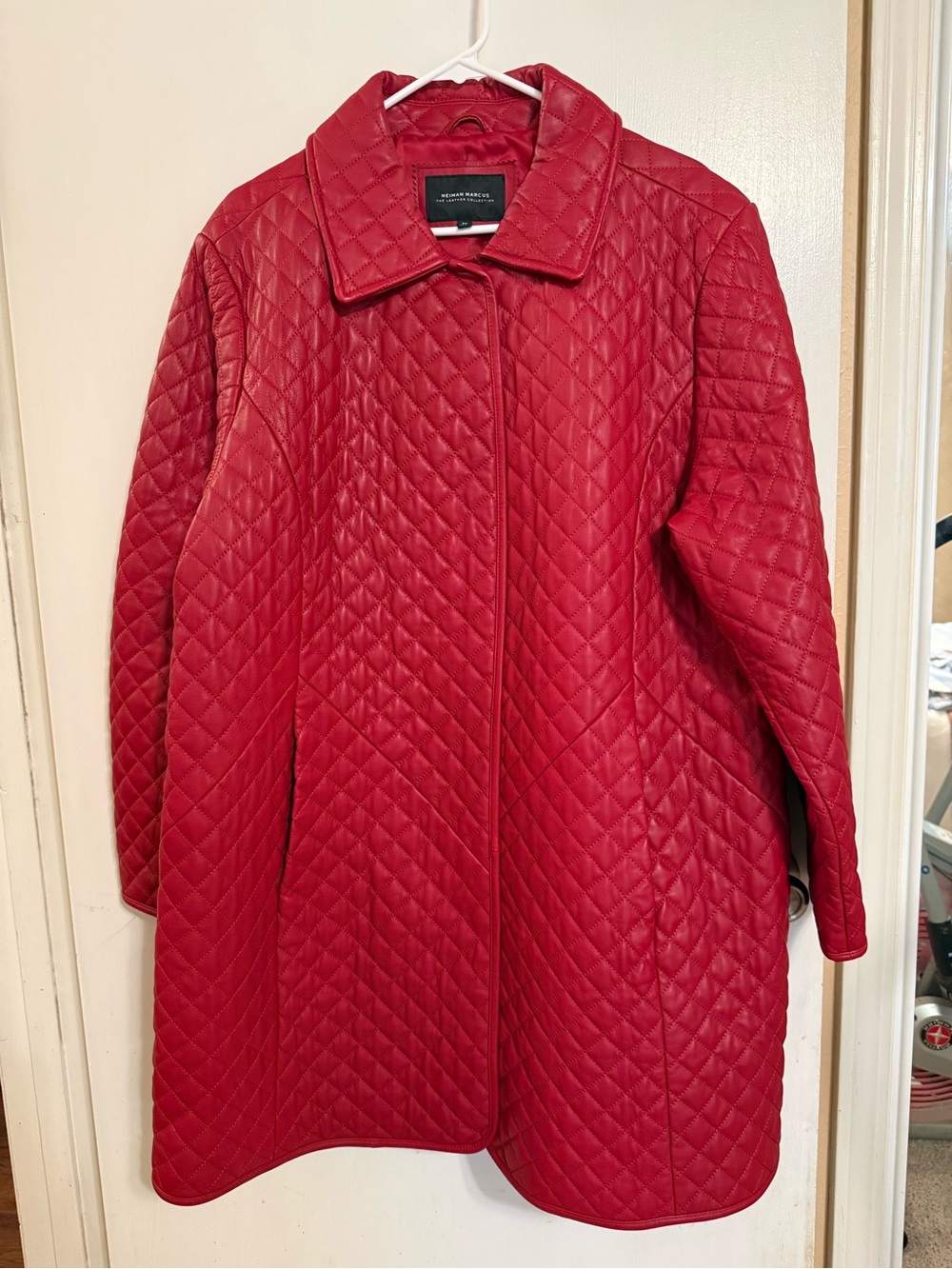 Neiman Marcus Quilted Red Leather quilted Coat